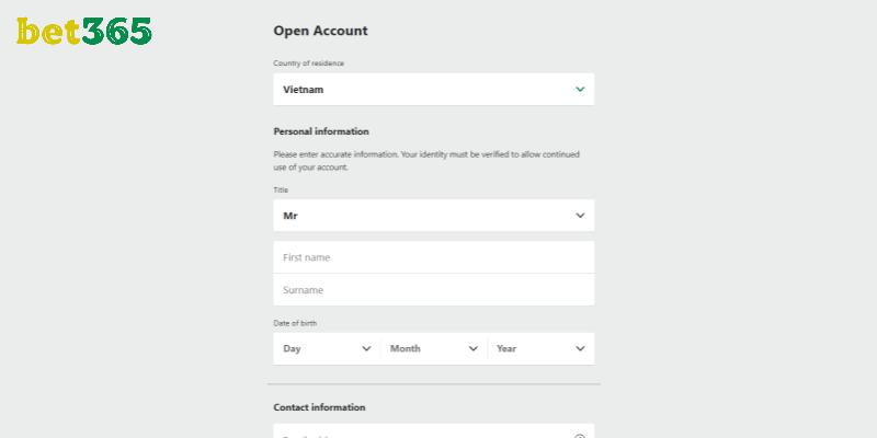 Hướng dẫn đăng ký tài khoản Bet365
